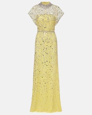 Jenny Packham Crystal Drop Beaded Gown - Yellow