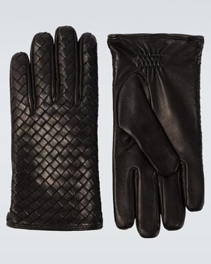 Bottega Veneta Intrecciato Leather Gloves - Black