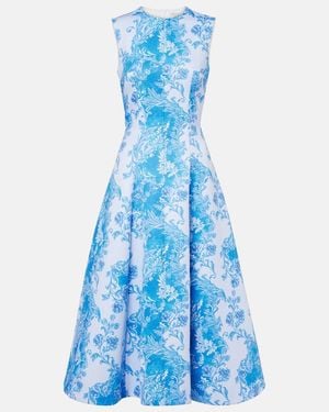 Emilia Wickstead Mara Floral-Print Faille Midi Dress - Blue