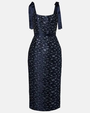 Markarian Acacia Floral Brocade Corset Dress - Blue