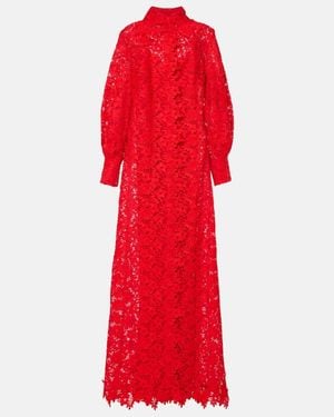 Safiyaa Salma Lace Belted Shirt Dress - Red