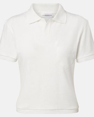 Victoria Beckham Cotton And Linen Polo Shirt - White