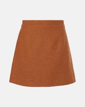 Patou Iconic Wool And Cotton-Blend Miniskirt - Brown