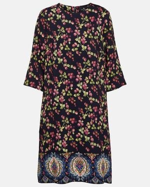 Etro Blue And Multicolor Tunic Dress - Black