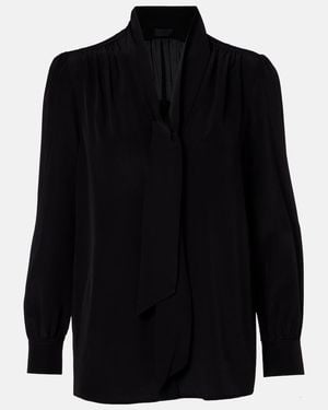 Nili Lotan Colt Tie-Neck Silk Blouse - Black