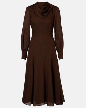 Emilia Wickstead Avara Draped Wool Twill Midi Dress - Brown