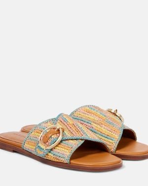 Robert Clergerie Pantoletten Irme Aus Raffiabast - Braun