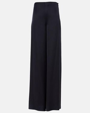 Loro Piana Dresden Silk Satin Wide-Leg Trousers - Blue