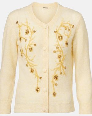 JACQUES WEI Beaded Alpaca And Wool-Blend Cardigan - Metallic