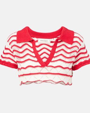 Bananhot Coco Cropped Cotton-Blend Crochet Top - Red