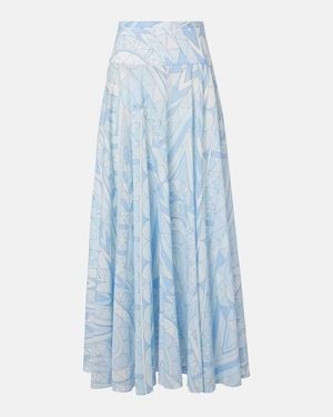 PUCCI Angoli Cotton Maxi Skirt - Blue