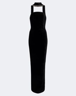 Roland Mouret Embellished Halterneck Velvet Gown - Black
