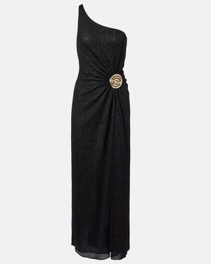 Oséree Lumiere Gathered Midi Dress - Black
