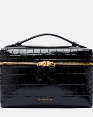 Victoria Beckham Vanity Croc-Effect Leather Vanity Bag - Black