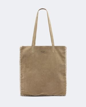 Prada Large Crochet Suede Shopper - Natural