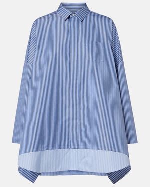 Sacai Striped Oversized Cotton-Blend Shirt - Blue