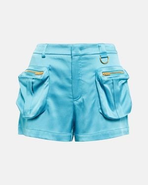 Blumarine Low-Rise Satin Shorts - Blue