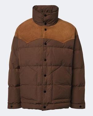 Ami Paris Daunenjacke Mit Veloursleder - Braun