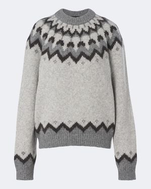 Nili Lotan Alan Fair Isle Alpaca And Wool-Blend Jumper - Grey