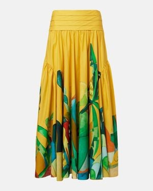 ALÉMAIS Mokshini Printed Cotton Poplin Maxi Skirt - Yellow