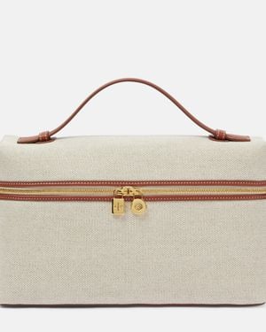 Loro Piana Extra Pocket Medium Canvas Tote Bag - White