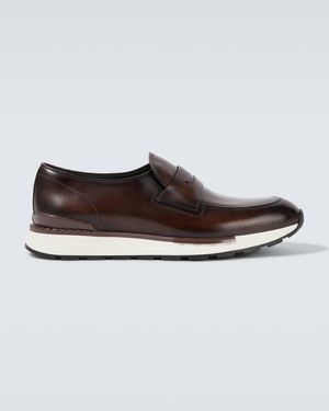 Berluti Fast Track Leather Penny Loafers - White