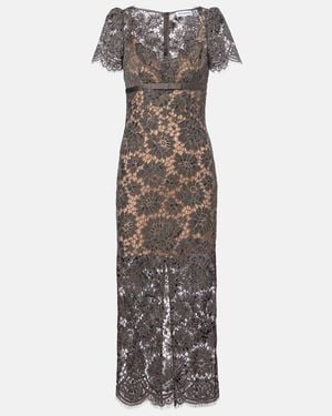 Self-Portrait Floral Lace Midi Dress - Grey