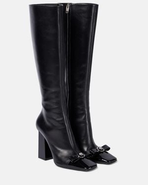 Versace Gianni Ribbon Leather Knee-High Boots - Black