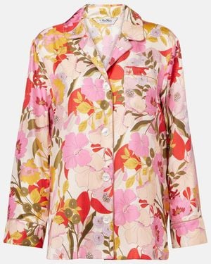 Max Mara Alan Floral Silk Satin Shirt - Pink