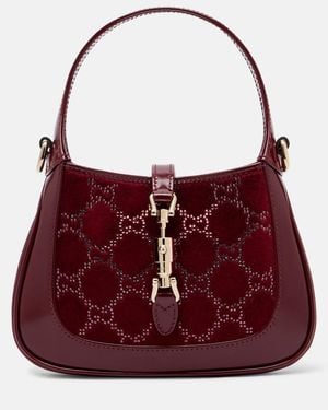 Gucci Bolso Jackie De Terciopelo Y Piel - Rojo