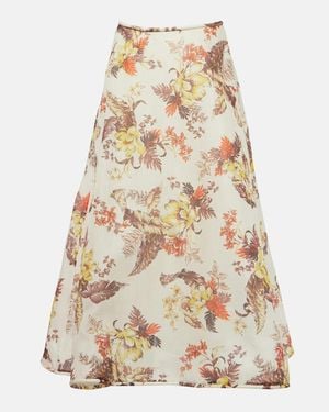 Zimmermann Matchmaker Printed Linen-blend Maxi Skirt - Natural