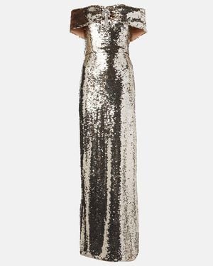 Self-Portrait Sequined Cutout Maxi Dress - White