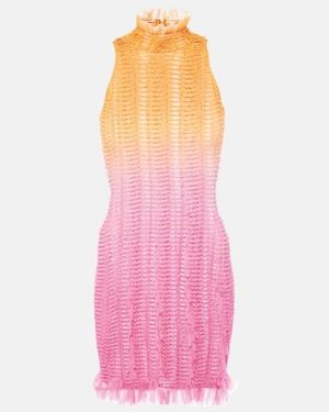 Roberta Einer Angel Printed Tulle-Trimmed Minidress - Pink