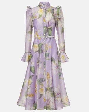 LEO LIN Katrina Butterfly Sleeve Midi Dress - Purple