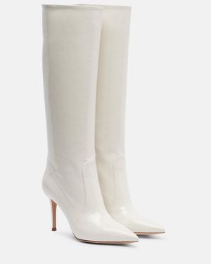 Gianvito Rossi Hansen 85 Patent Leather Knee-High Boots - White