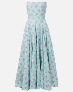 Markarian Rousseau Floral Cotton-Blend Midi Dress - Blue