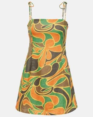 Faithfull the Brand Ysla Printed Linen Minidress - Green