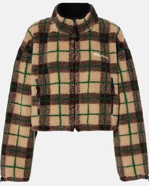 Miu Miu Plaid Cropped Fleece Jacket - Multicolour
