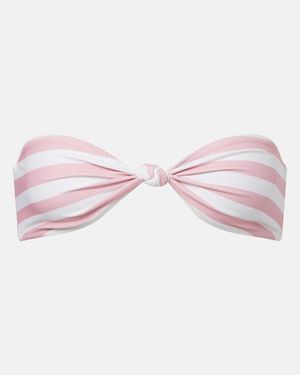 SAME Knotted Striped Bandeau Bikini Top - Pink