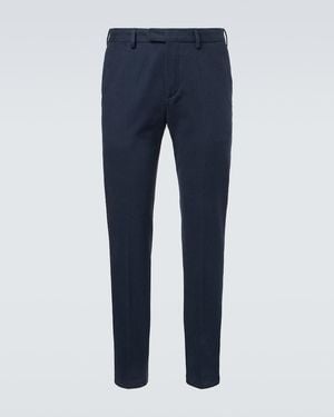 Thom Sweeney Cotton Twill Slim Trousers - Blue