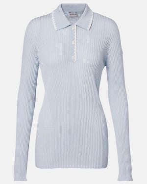 Moncler Polopullover Aus Schurwolle - Blau