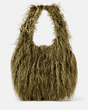 Dries Van Noten Large Faux Fur Tote Bag - Green
