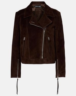 Tom Ford Bikerjacke Aus Veloursleder - Schwarz