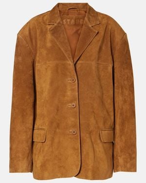 STAUD Corrine Single-Breasted Suede Jacket - Brown