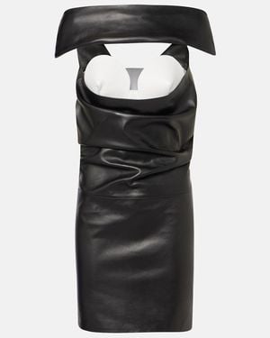 Jean Paul Gaultier Cutout Draped Leather Cocktail Dress - Black