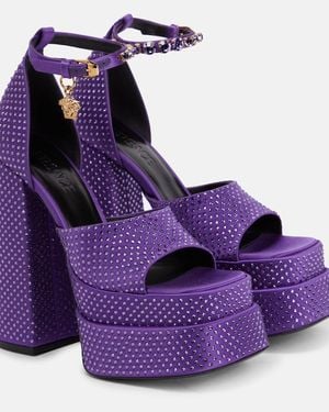 Versace Satin Medusa Aevitas Sandals - Purple