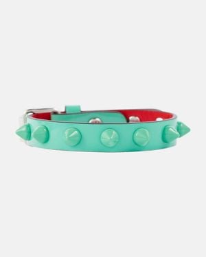 Christian Louboutin Bracelet Loubilink En Cuir A Clous - Vert