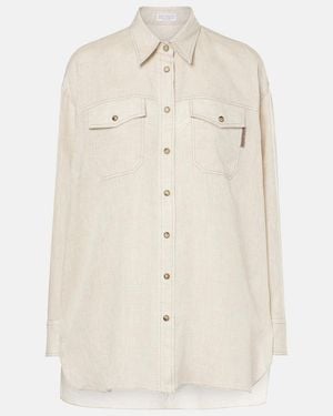 Brunello Cucinelli Oversized Linen Shirt - Natural