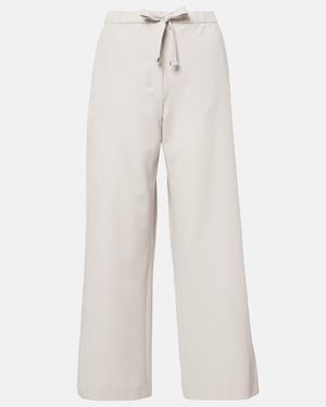 Max Mara Argenta Virgin Wool Crepe Wide-Leg Trousers - White