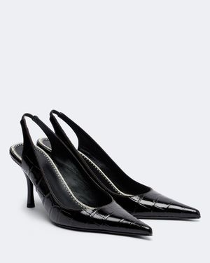 Magda Butrym Croc-Effect Leather Slingbacks - Black